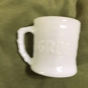 Vintage B.C. Comic GROG Milk Glass Mug Coffee Cup Caveman Johnny Hart Fire King